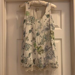 Via Signoria silk, lace, floral layered top